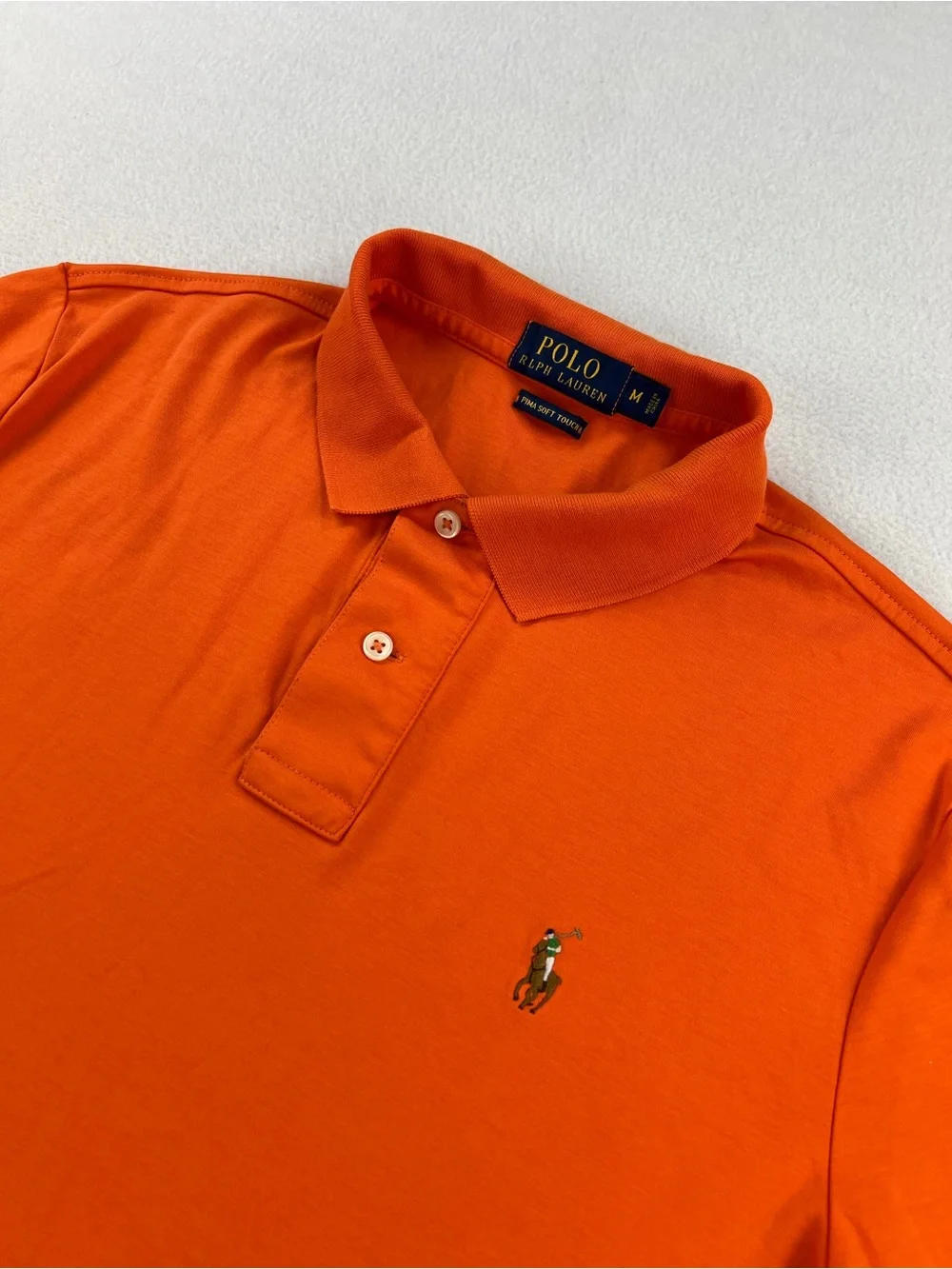 Polo Ralph Lauren Pima Soft Touch Orange Polo shirt Classic Pony Logo Men Size M